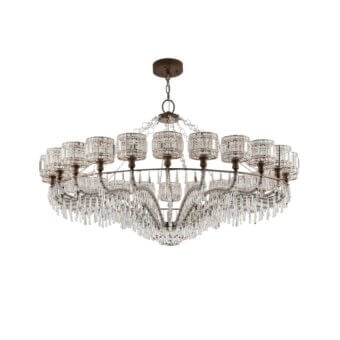 Distinguished Patrizia Garganti Ophelia chandelier crafted in clear crystal lampshades with dark metal framework