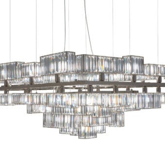 Superior Patrizia Garganti Tur XL chandelier crafted in Italy with crystal elements and brushed metallic finish