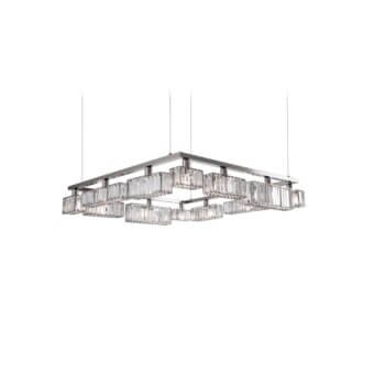 Distinguished Patrizia Garganti Tur suspension lamp with polished metal and hand-assembled crystal modules in reflective silver tone