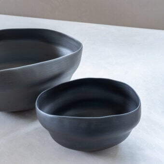 Distinguished Rina Menardi Noci vase crafted in dark muted gray ceramic with a matte textured finish