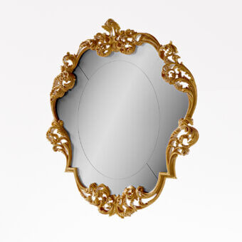 Exquisite Riva Mobili D'Arte 22035 mirror handcrafted in golden wood with ornate floral motifs and glossy finish