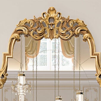 Exceptional Riva Mobili D'Arte 22056 mirror crafted in wood with elaborate botanical relief and glossy gold tone finish