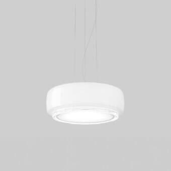 Distinguished Vistosi Bot suspension lamp crafted in glossy white glass embodying contemporary minimalist design with a smooth organic silhouette