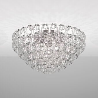 Elegant Vistosi Giogali ceiling lamp crafted with interlocking hand-blown glass hooks and glossy finish