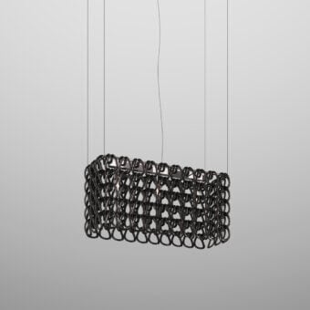 Elegant Vistosi Giogali Cube suspension lamp with interconnected droplet elements in dark subtly-sheened metal