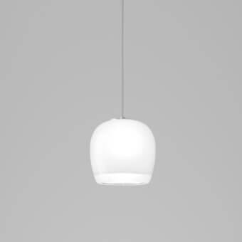 Distinguished Vistosi Implode suspension lamp crafted in translucent white Murano glass with a glossy finish