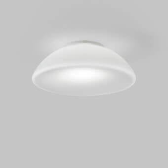 Exceptional Vistosi Infinita ceiling lamp with large-scale Murano glass diffuser and satin finish creating a contemporary glow