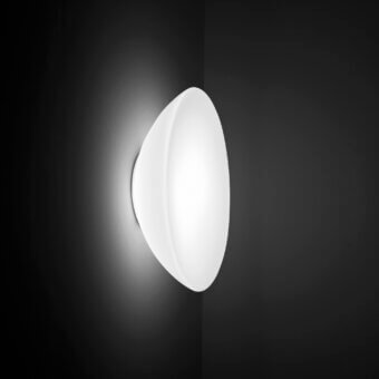 Exceptional Vistosi Infinita wall lamp crafted in Murano glass with satin finish offering translucent white ambient glow