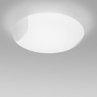 Exceptional Vistosi Lio ceiling lamp crafted in white mouth-blown Murano glass with a smooth matte finish