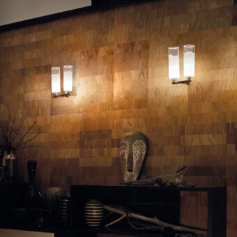Distinguished Vistosi Lio wall lamp crafted in dark metal with a satin finish and translucent glass shade