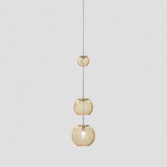 Luxury Vistosi Oto suspension lamp crafted in golden amber Murano glass with delicate rigadin finish