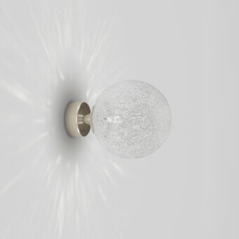 Distinguished Vistosi Rina wall lamp crafted in glass with a speckled glow and polished light-toned metallic base