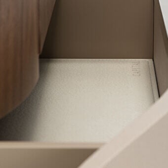 Beige microfiber drawer bottom with a Nabuk touch effect