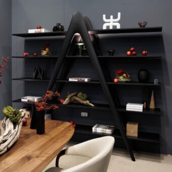 Exceptional Riva 1920 A-Book bookshelf crafted in solid wood with a smooth matte dark gray finish