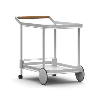 Exclusive Atmosphera Butler Trolley serving cart built with galvanized steel and solid Asian TEAK with epoxy powder coat