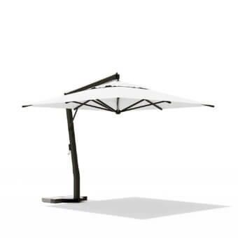 Superior Atmosphera Ditex Umbrella parasol with crisp white acrylic canopy and matte grey aluminum frame