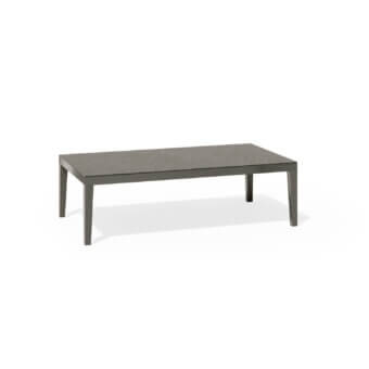 Elegant Atmosphera Dream coffee table crafted with epoxy painted aluminum and stone effect tempered glass