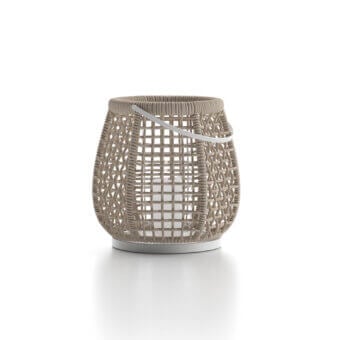 Distinguished Atmosphera Ludo candle floor lamp crafted with woven textilene and durable aluminum in a muted beige finish