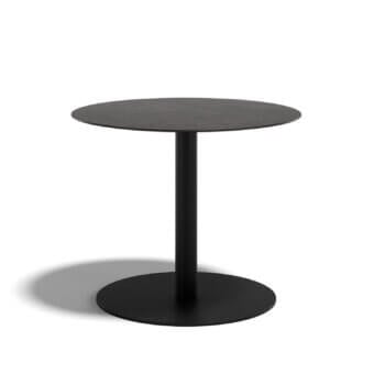 Distinguished Atmosphera Net table with circular black metal tabletop and cylindrical pedestal built in galvanized steel with powder coating