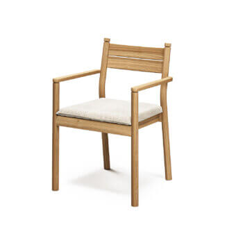 Distinguished Atmosphera Panama armchair crafted in natural timber with a satin finish and a neutral beige cushion