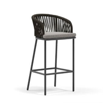 Distinguished Atmosphera Pleasure stool with sleek aluminum frame and comfortable speckled gray removable seat cushion in dark charcoal finish