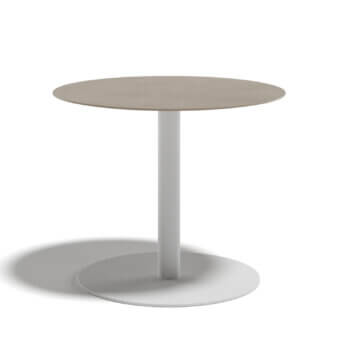 Exceptional Atmosphera Smart side table with matte white powder coated aluminum base and light beige Gres surface