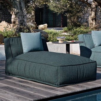 Distinguished Atmosphera Soft chaise lounge with deep teal breathable coated fabric and light blue cushion
