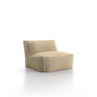 Distinguished Atmosphera Soft lounge chair crafted with textured matte beige textile and refined white stitching