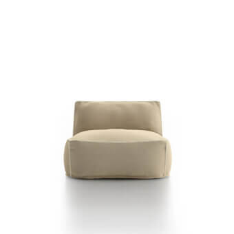Exceptional Atmosphera Soft lounge chair with comfortable ergonomics and textured matte beige fabric with white trim