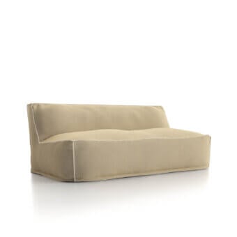 Distinguished Atmosphera Soft sofa with comfortable low-profile design crafted in muted beige draining fabric for quick drying performance