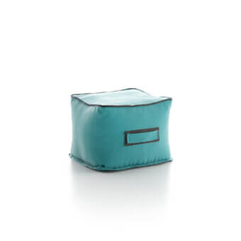 Distinguished Atmosphera Soft Square Ottoman with muted teal coated fabric and satin finish base