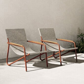 Sophisticated Atmosphera Zante lounge chair with aluminum frame and light gray textilene seat offering a reddish-brown finish