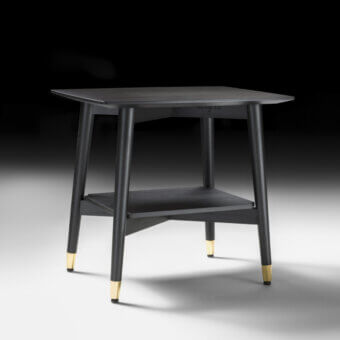 Elegant Black Tie Alfio nightstand crafted in Italy with matte dark gray finish and subtle gold accents