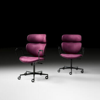 Distinguished Black Tie Asia Office chair with plush muted plum textile and matte metal base