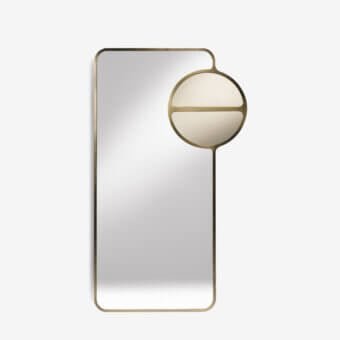 Distinctive Black Tie Mou mirror crafted in Italy with dark bronze finish and tonal glass variations