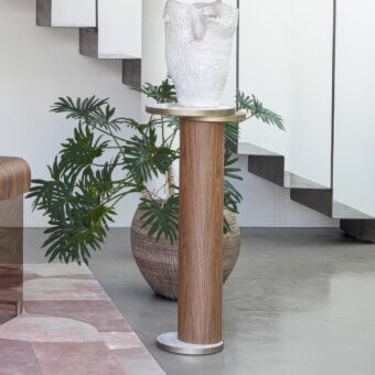 Superior Capital Celine pedestal crafted in wood with satin finish and luminous metallic band