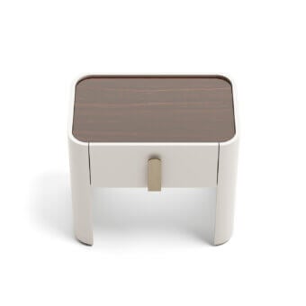 Superior Capital Eden XL nightstand with lacquered structure, gold-tone handle and rich wooden tabletop