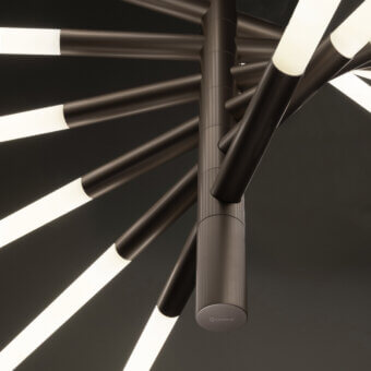 Exclusive Contardi Bianca suspension lamp with radial design crafted in metal and satin dark bronze finish