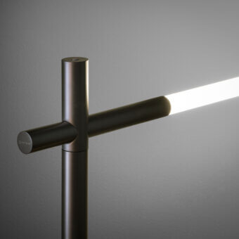 Exceptional Contardi Bianca lamp crafted in Italy with a satin dark bronzed metal finish and radiating arms