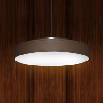 Exceptional Contardi Discus rotating wall lamp with a white opaline diffuser and textured muted brown ring