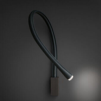 Distinguished Contardi Flexiled wall lamp with a flexible brass arm encased in steel mesh and dark gray gradient finish