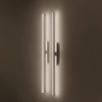 Architectural Contardi Fly Wall Lamp in neutral light gray metal with a smooth satin finish