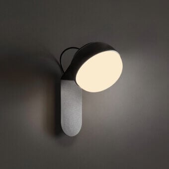 Architectural Contardi Kiki Zest outdoor wall lamp crafted in Italy with dark gray metal and warm white light emission