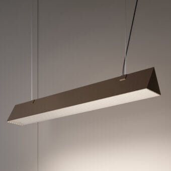 Distinguished Contardi Stick suspension lamp with translucent white diffuser and matte dark bronze metal construction