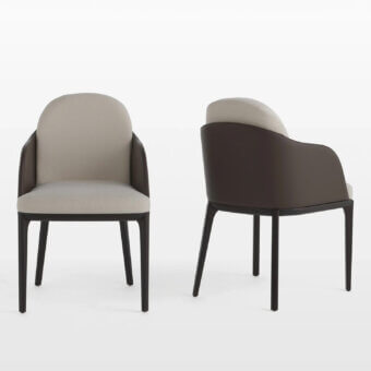 Distinguished Horm Piccadilly armchair upholstered in light beige textile with satin-finish wood frame