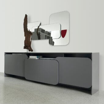 Superior Ivano Antonello Italia Alexia sideboard with seamless panels in medium gray matte tone showcasing contemporary storage