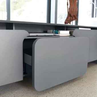 Exceptional Ivano Antonello Italia Alexia sideboard crafted with curved drawer fronts in matte gray finish