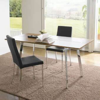 Elegant Ivano Antonello Italia Ark console in wood with a satin finish and chromed steel support