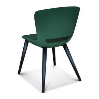 Elegant Ivano Antonello Italia Emma dining chair in deep green polyurethane with a matte steel body structure