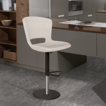 Distinguished Ivano Antonello Italia Emma bar stool with comfortable textile upholstery and matte black steel frame
